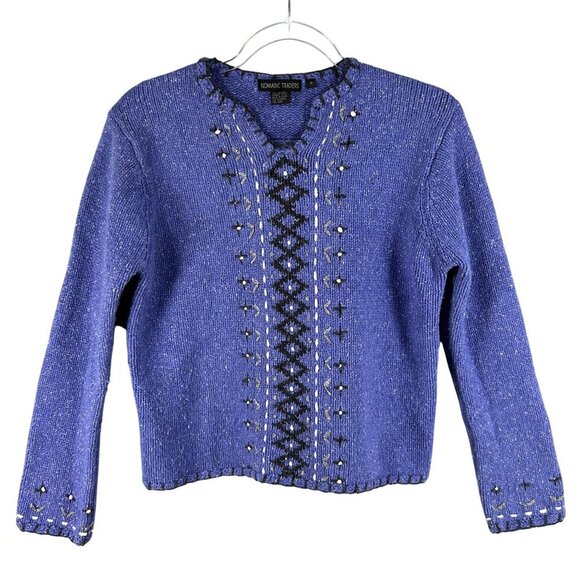 Nomadic Traders Womens S Silk Angora Blend Sweater Embroidered Quiet Luxury - Picture 2 of 16